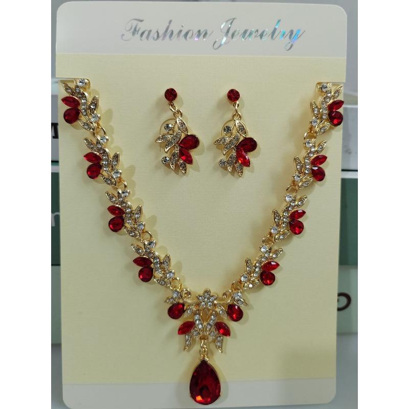 Bridal Necklace and Earrings Set, Crystal Wedding Dress, Banquet Attire, Costume Matching