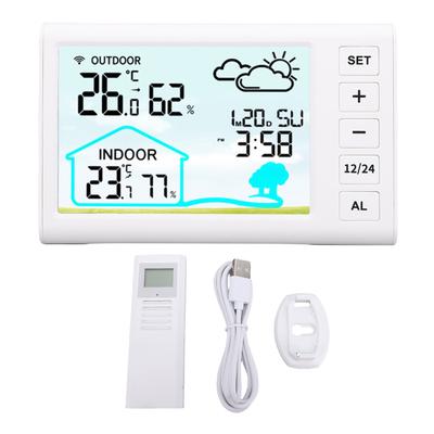 Wettervorhersageuhr Multifunktional 12H 24H Drahtlos Innen Außen Thermometer Hygrometer für