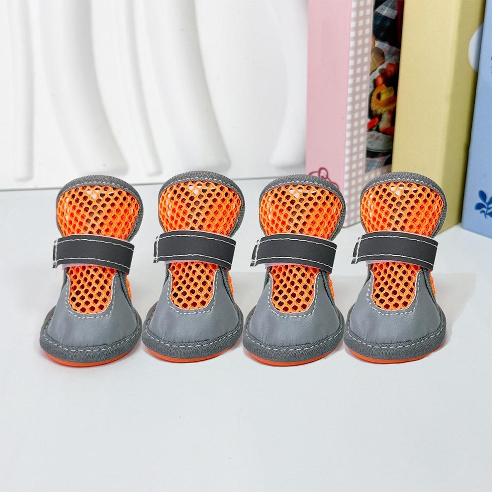 4Pcs Non-Slip Pet Net Boots Breathable Dog Paw Protectors Fashion Puppy Foot Covers All-season Use