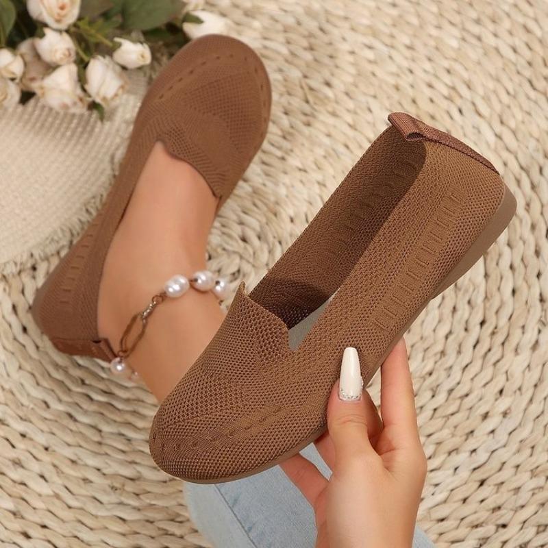 Large Size Single Shoes Autumn New Fly-woven Mesh Surface Shallow Mouth One Pedal Lazy Flat Bottom Casual Women's Shoes Tide