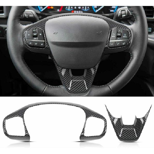 Interior Steering Wheel Trim Cover Frame For Ford Bronco Sport 21+ Carbon Fiber