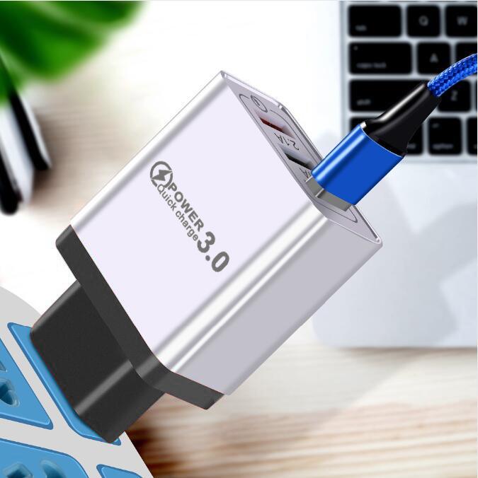 QC3.0 3-Port USB Fast Charger 5V/9V/12V for Travel (US/EU)