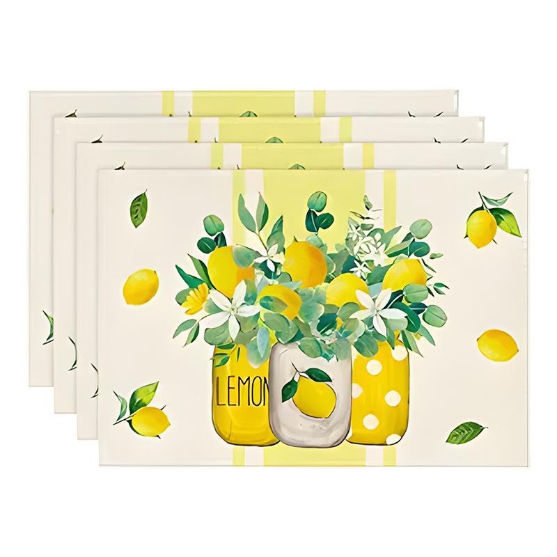 Linen Meal Mat for Spring and Summer, Sunflower Flowers Kitchen Decoration, Dining Table Insulation and Anti Fouling Mat