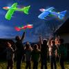 iGeeKid 3 Pack 14.5'' Large LED Easter Airplane Launcher Toys for Kids Boys Easter Gifts Basket Stuffers, Light Up Foam Glider Catapult Plane Flying
