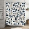 Modern Geometric Printed Bath Curtain Waterproof Shower Curtain with Metal Eyelet Rings Decorative Bathing Room Accessories Home