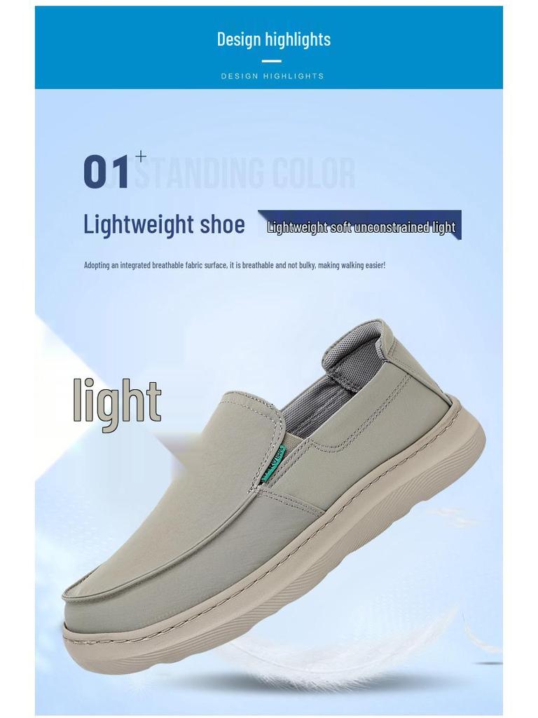 Men's Old Beijing Cloth Shoes: Black Lightweight Non-Slip, Breathable Casual Shoes for Middle-Aged and Elderly
