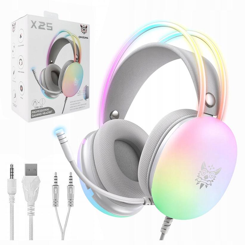 Onikuma słuchawki gamingowe z mikrofonem RGB X25