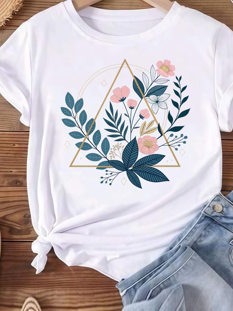 (Asian Size) Love Heart Butterfly Trend Women Tee Top Clothing Casual T Shirt Fashion Printed Lady Female Graphic  Short Sleeve T-shirts