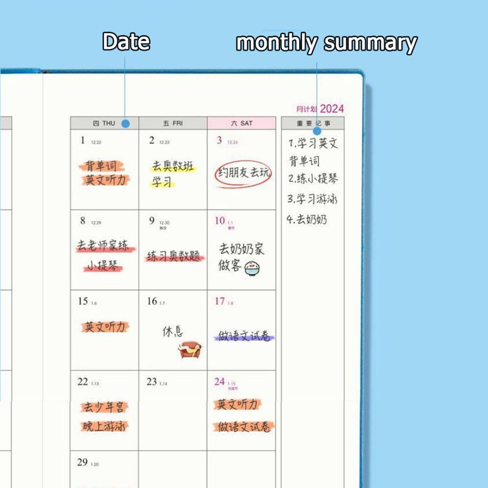 (Logo Can Be Engraved) 2024 Business Schedule, Student Daily Planning, Plan Book, Record Book, Notepad, Notebook, 180 Sheets, 360 Pages