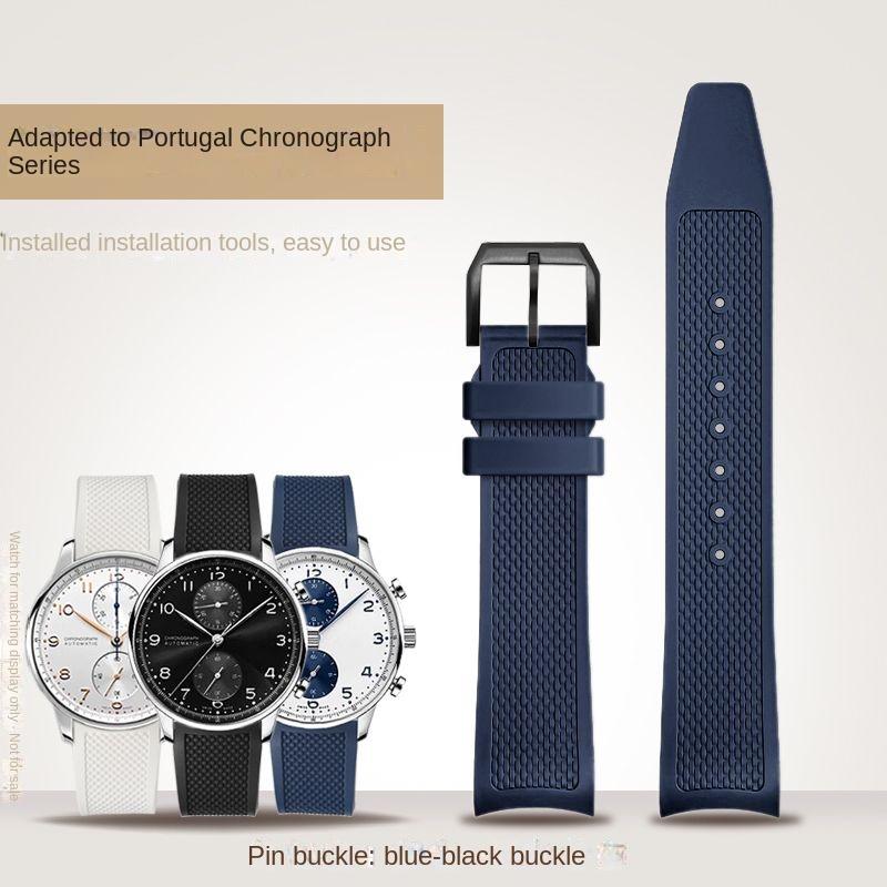 

New Metal Curved End Woven FKM Rubber Strap for IWC Portugal IW371609 1620 Series fluororubber watch Bracelet Watchband 20mm 20mm