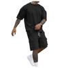 Men's Oversized 2-Piece Tracksuit Solid Color Cargo Shorts & T-Shirt Set