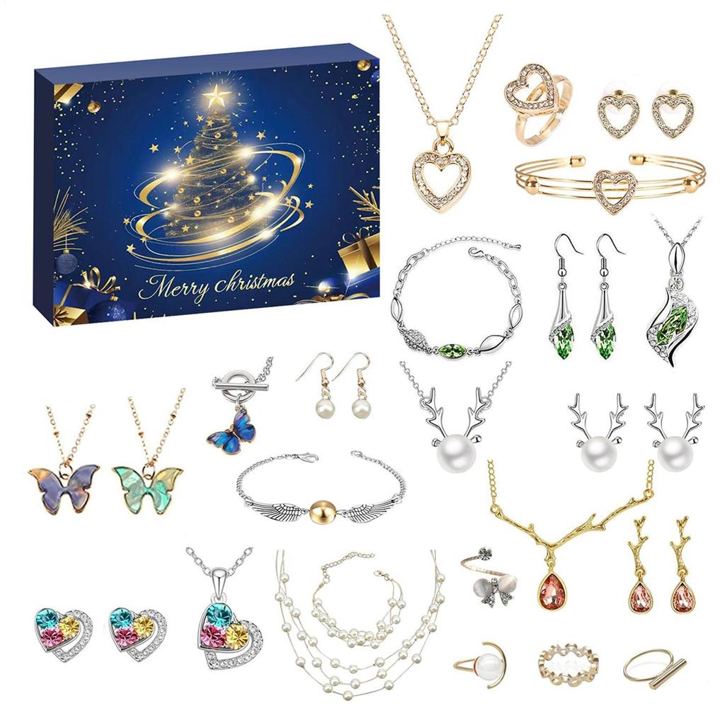 2025 Christmas Advent Calendar 24 Days Necklace Bracelets Christmas Charm Calendar For Women Girls Wife Holiday Birthday
