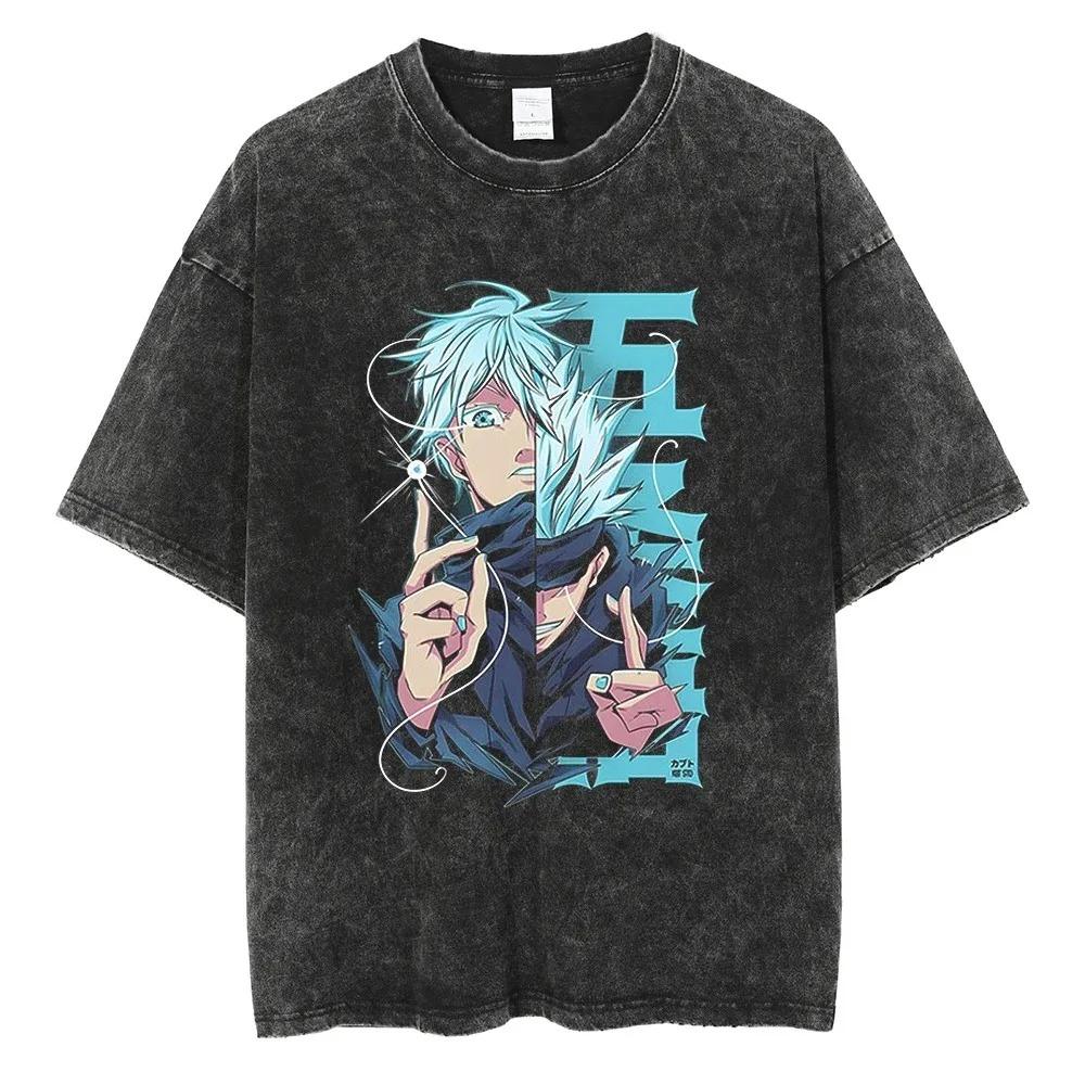 Satoru Gojo Graphic Print T-shirt Anime Jujutsu Kaisen Tee Men Women Short Sleeve Crewneck Tshirts Harajuku Male Cotton T Shirt