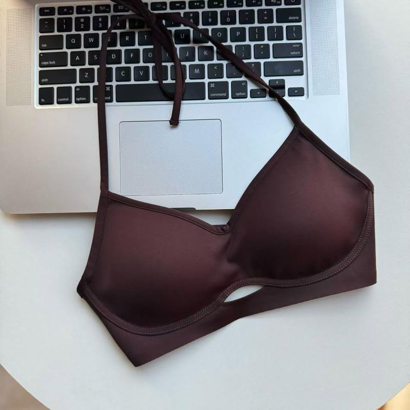 

Neck seamless sports underwear, sexy beauty, thin shoulder straps, small breasts, bras gathered and large, no steel rims, sub-breasts, bras. l (for 36abc) колір темно кави