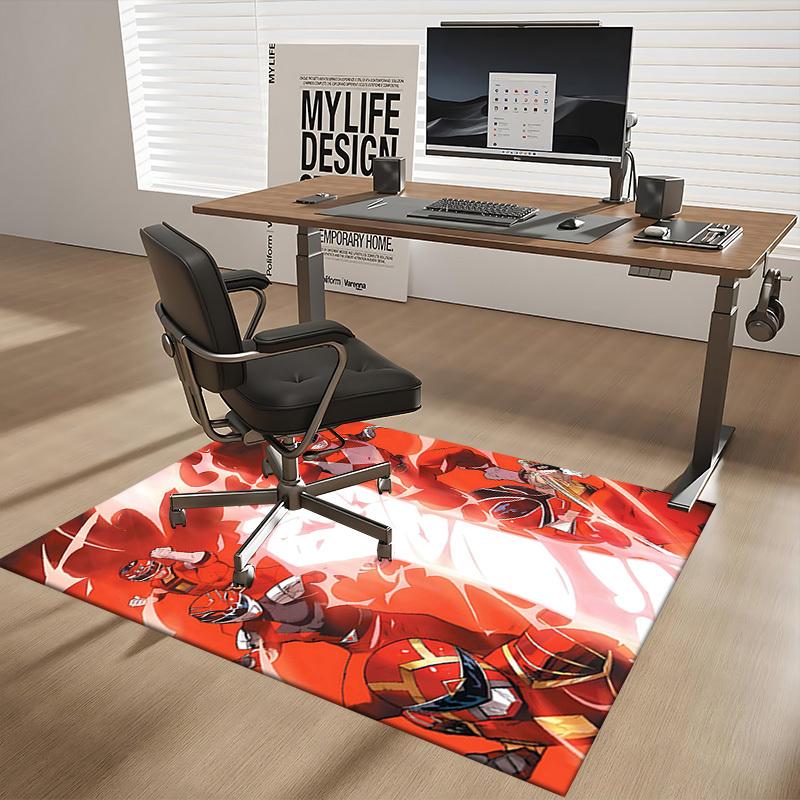 1pc Power Rangers Red Ranger Anime Cartoon Design Office Chair Mat Non-Slip Carpet for Home Decor, Suitable for All Seasons, Ideal as a Gift.Y035