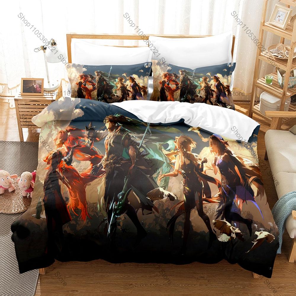 Hiyuki The Burning Sakura Maiden Wuthering Waves Duvet Cover Set 1 Duvet Cover 2 Pillowcases Anime Bed Linens Gift