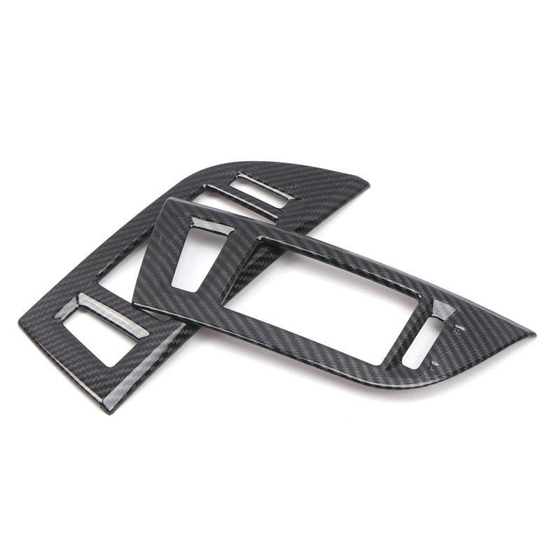 For Mitsubishi Pajero 2007- ABS Carbon Fiber Texture Car Center Console Air Conditioning Air Vents Outlet Frame Cover Trim