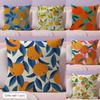 Orange Pattern Cushion Cover Natural Linen Pillow Cover Double-Sided Print Cushion Cover For Sofa Home Decor