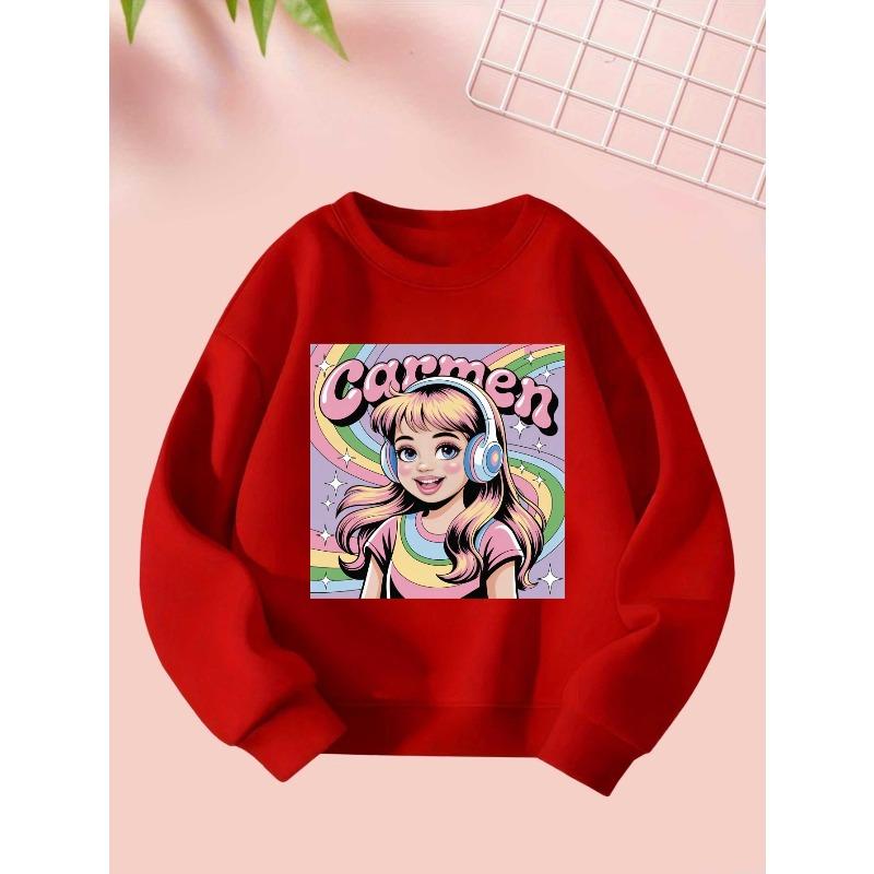 2025 9 29 Happy Girl Girls Autumn and Winter Fashion Sweatshirt Creative Christmas Elements Casual Long Sleeve Sweatshirt Round Neck