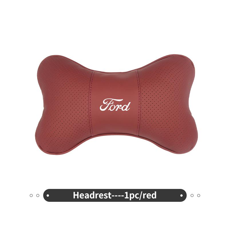 For Ford Leather Car Headrest Lumbar Support Vehicle Seat Neck Waist Cushion Fiesta Ranger Mondeo Escape Ecosport Fusion