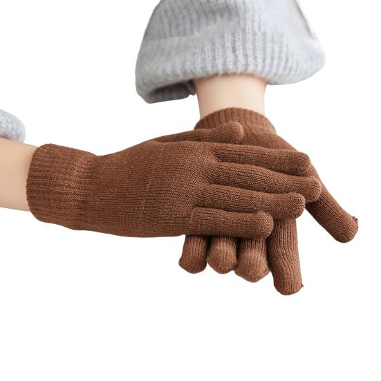 Winter Knitted Gloves Female Thickened Warm Gloves Breathable Cycling Gloves with Windproof Elastic Cuffs for Running Errands Driving
