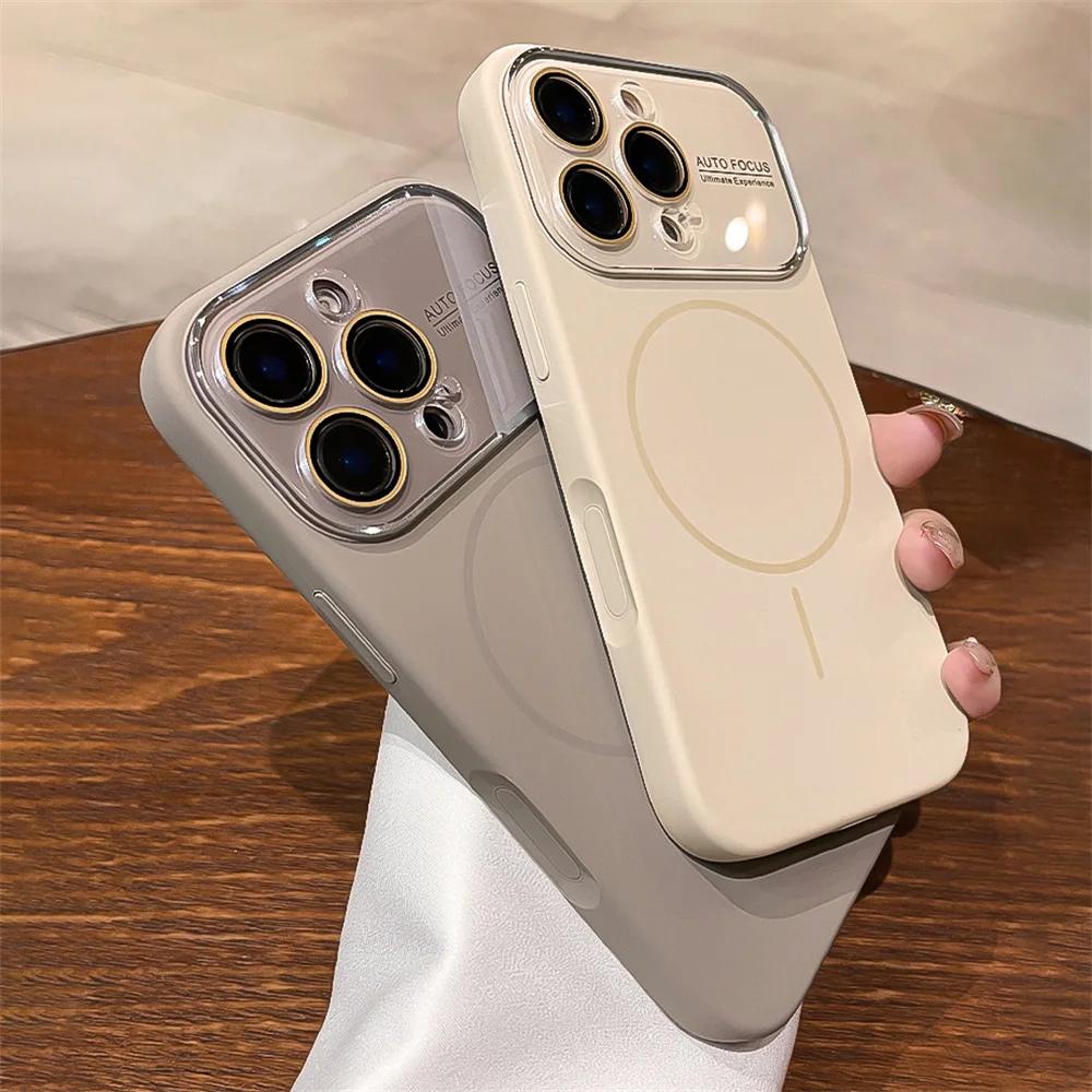 Fortschrittliche Flüssig-Handyhülle für iPhone 17 16 14 15 Pro Max Magnetisches Laden Glas Linsenschutz Silikon Paar-Set
