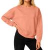 Women's Loose Comfortable Casual And Fashionable Round Neck Threaded Sleeves Solid Color Long Sleeved Sweatshirt
