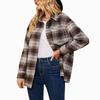 New Autumn and Winter Casual and Fashionable Pocket Loose Checked Woolen Coat for Women