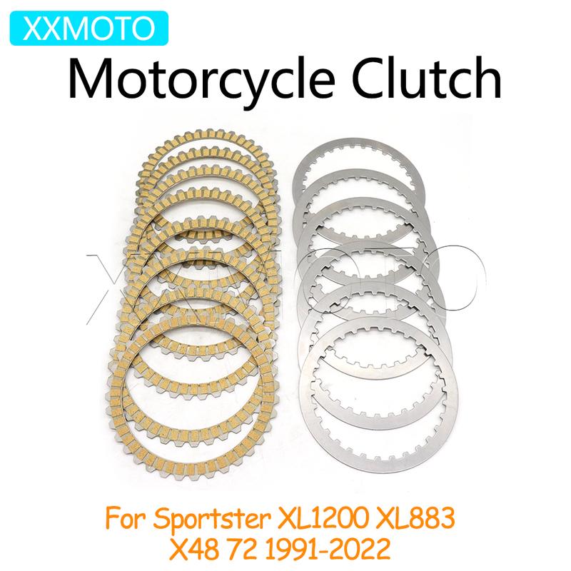 For Harley Sportster XL1200 XL883 XL 1200 883 X48 72 1991-2019 2020 2021 2022 Motorcycle Clutch Plates Friction Steel Disc Kits