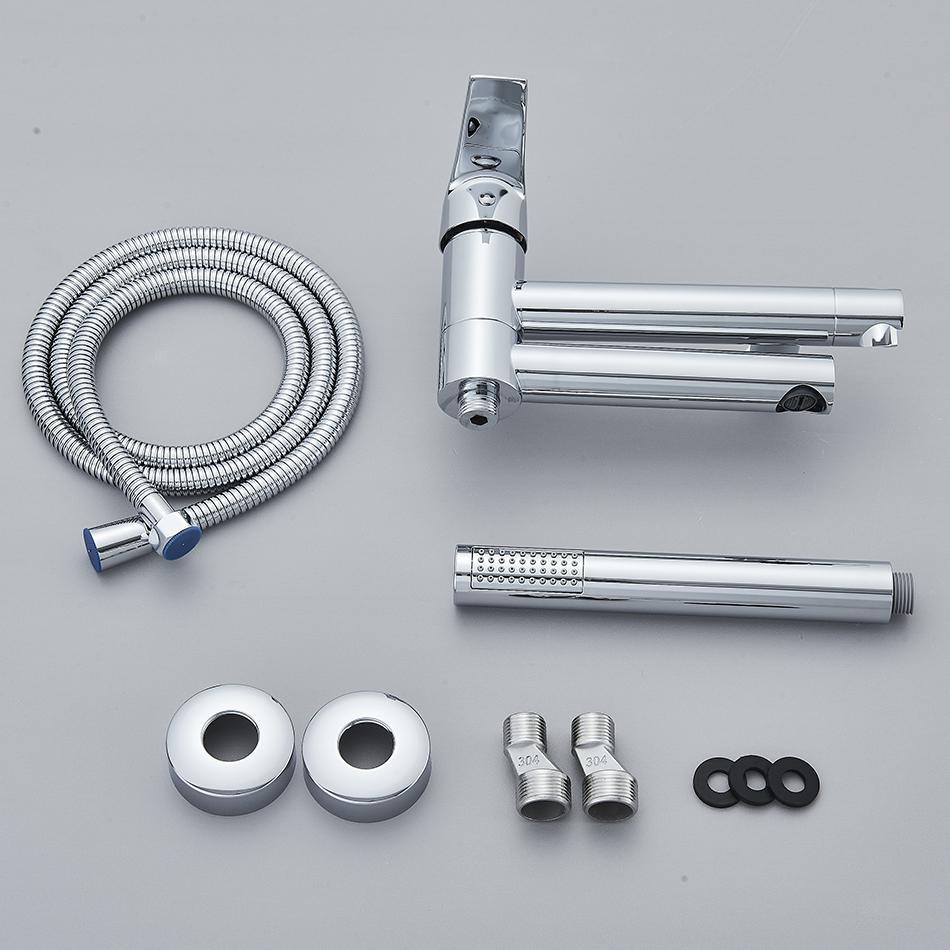 Bathtub Faucet Brass Wall Mounted Bathroom Shower Mixer Tap Single Handle Waterfall Mixing Spout Full Shower Set For Toilet