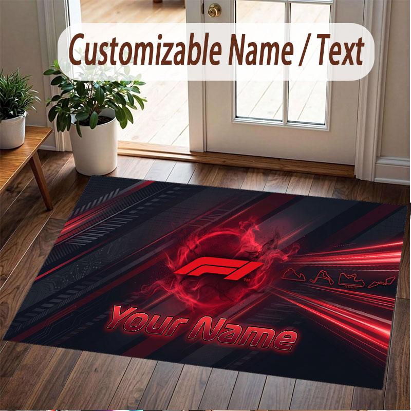 Custom Rug F1 Pattern Print Name Text Soft Non‑Slip Floor Carpet for Home Indoor Decoration