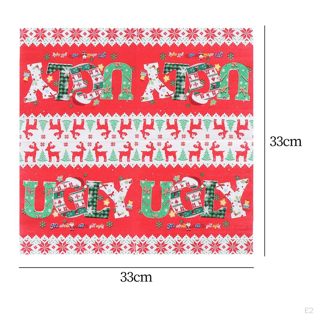 20 Pieces Christmas Paper Napkins Cocktail Bulk Disposable Cute Hand Towels Guest for