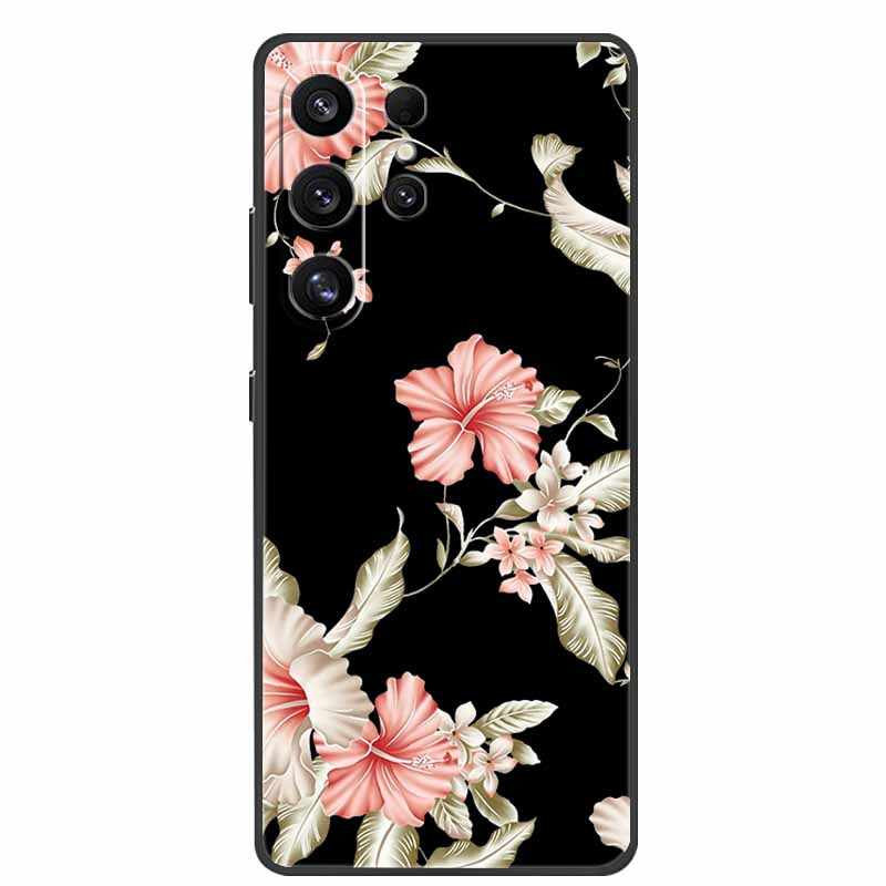 For Samsung Galaxy S26 Ultra Case Cute Floral Black Luxury Soft Silicone Back Cover For Samsung S26 Ultra Cases GalaxyS26 Ultra