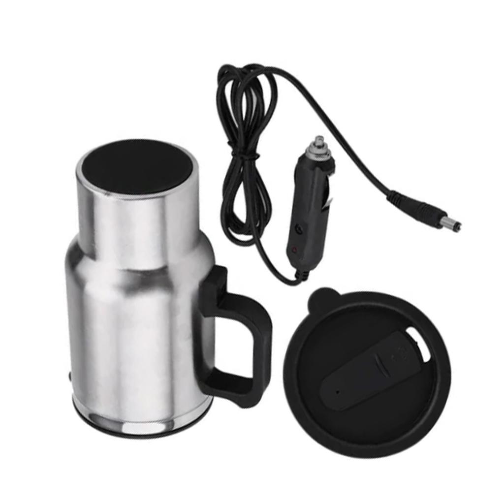 12V Car Heating Cup Large Capacity Leak Proof Steel Cigarette Lighter Heating Mug for Vehicles