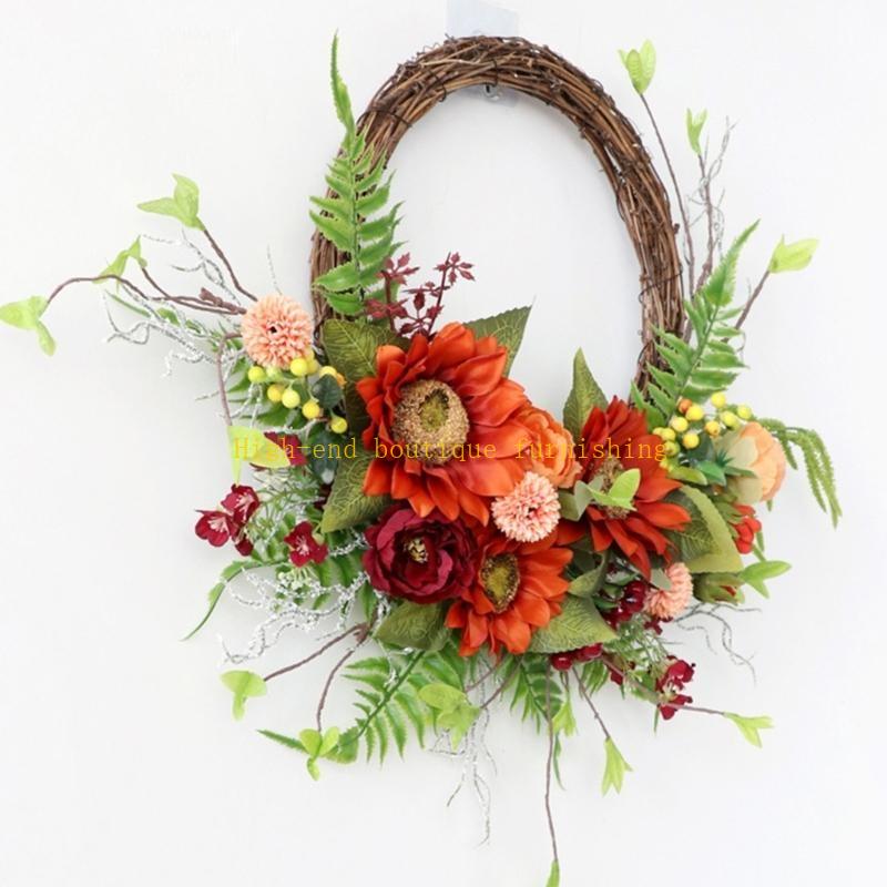 Thanksgiving Wreath Autumn Harvest Wreath with Welcome for Inside Outside, Artificial Flower Wreath for Inside Outside China Mainland