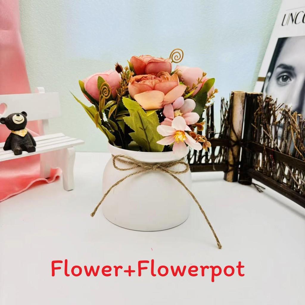 Camellia Flower Artificial Potted Plant For Home Decor And Wedding Arrangements