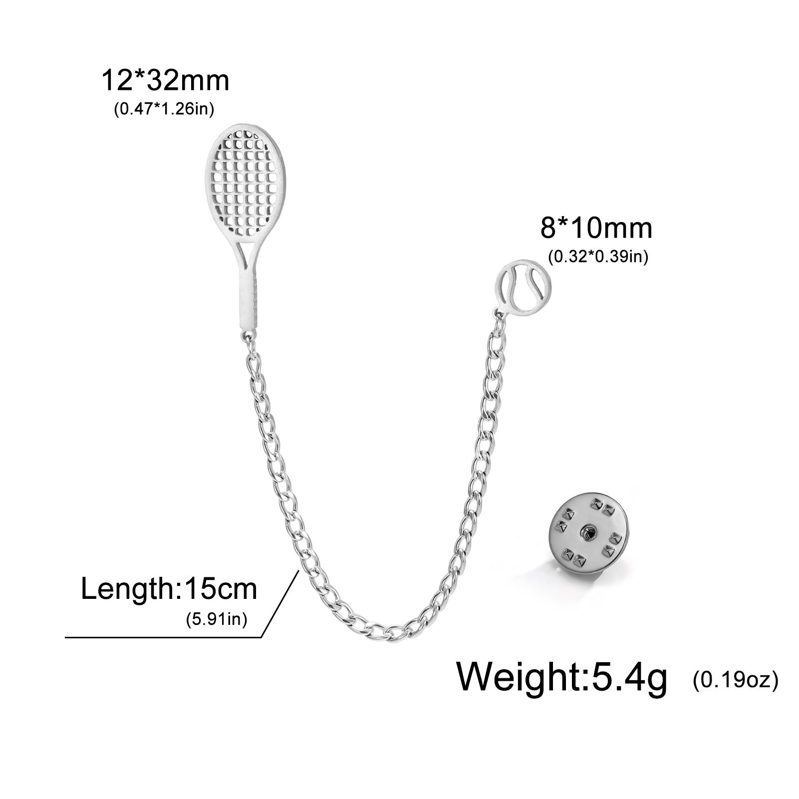 

Trendy Tennis Racket Ball Lapel Pins Brooch for Women Men Stainless Steel Badges Jewelry Tennis Enthusiasm New Birthday Gifts срібний