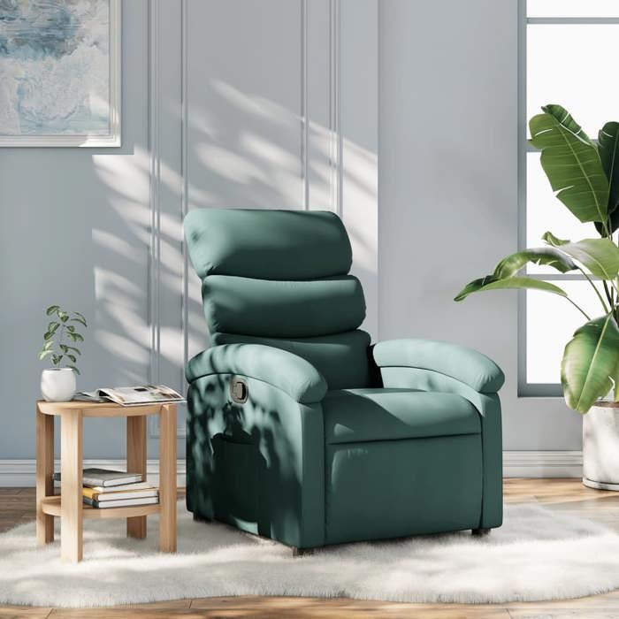 VidaXL Fauteuil Inclinable, Chaise de Relaxation avec Dossier, Siège avec Repose-pied, Fauteuil TV de Salon, Moderne, Vert 371695