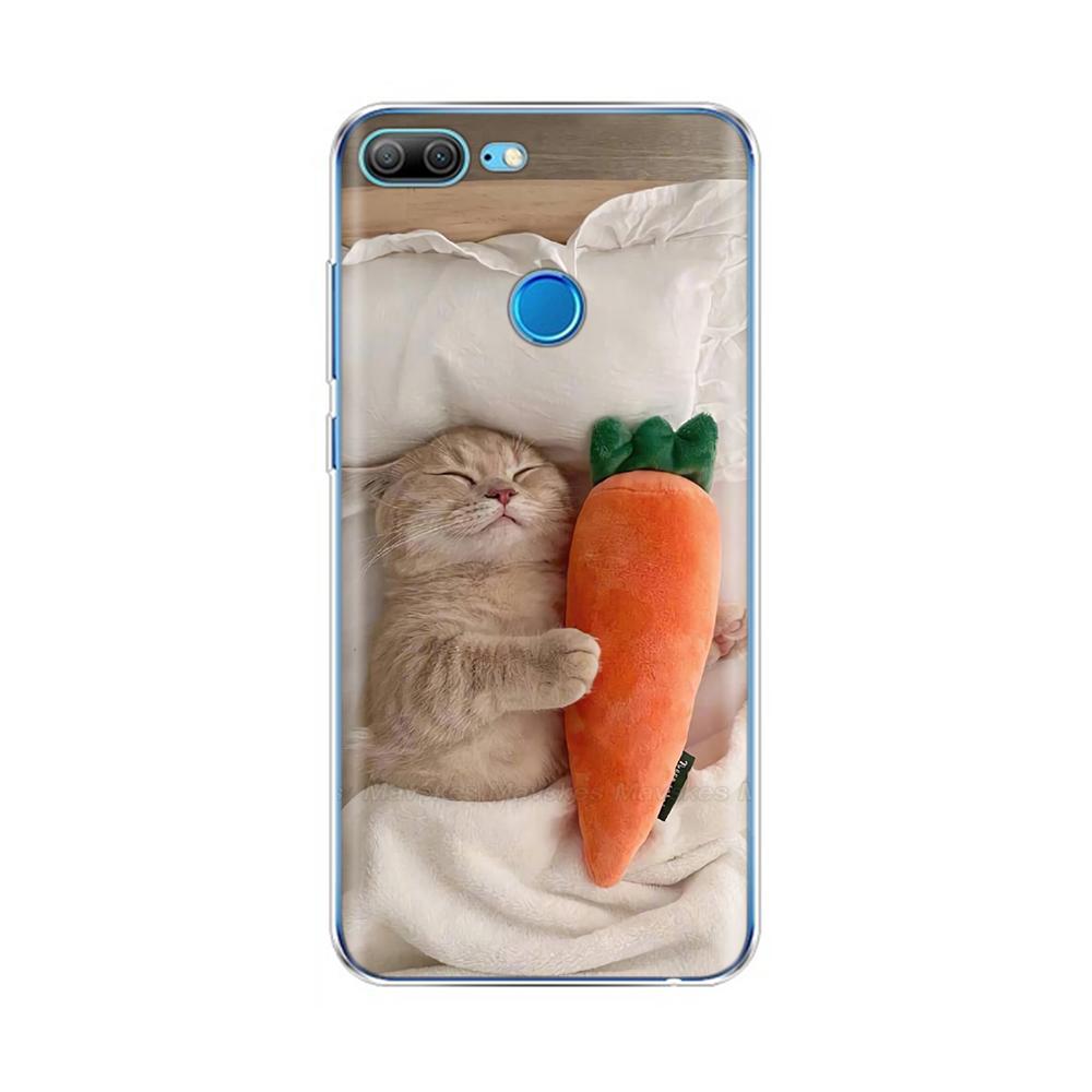 Phone Case For Honor 9 Lite Back Cover for Huawei Honor 9 Lite Cases Transparent Silicon TPU Protective Cats Flower Print Covers