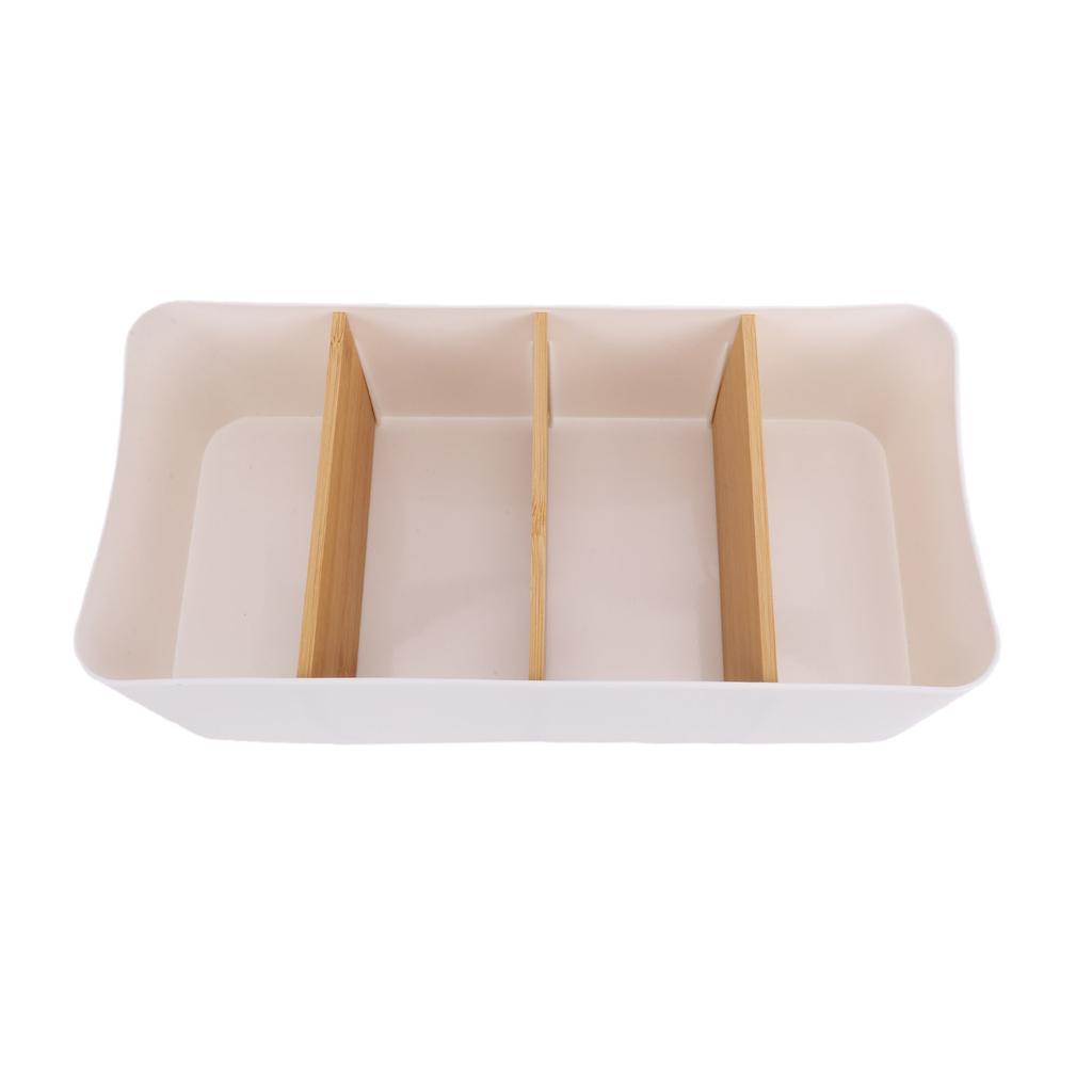 Desktop Organizer Box with Removable Dividers 4 Grid for Office Supplies Cosmetics Storage 26.6x12.8x 7.9cm Multi