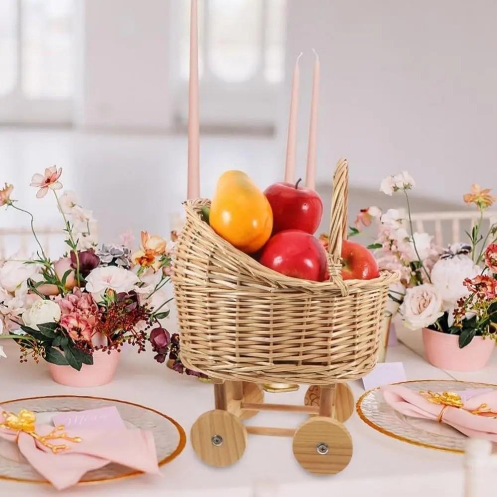 Large Candy Basket Stroller Shaped Baby Carriage Planter Vintage Flower Basket  Photography Props