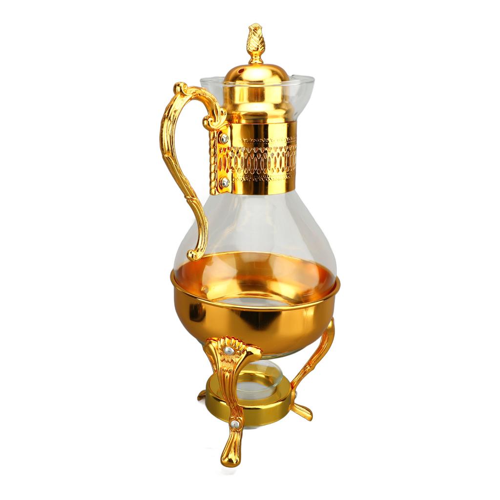 Glass Coffee Pot Set Heatable Water Pitcher with Lid and Cup Vintage Style Hot Cold Tea Kettle for Home and Office Use