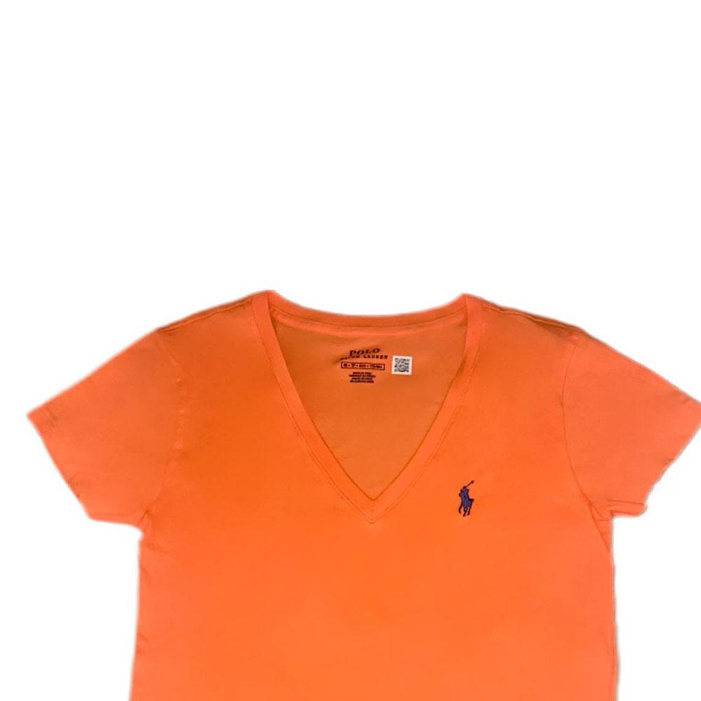 Polo Ralph Lauren Solid Logo Embroidered Pullover Short Sleeve T-Shirt Women T-Shirts Orange 211682523-084