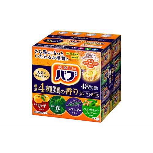 

[Large Capacity] Babu 4 Types of Carefully Selected Scent BOX Medicated Carbonated Bath Salts Assortment 48 Tablets