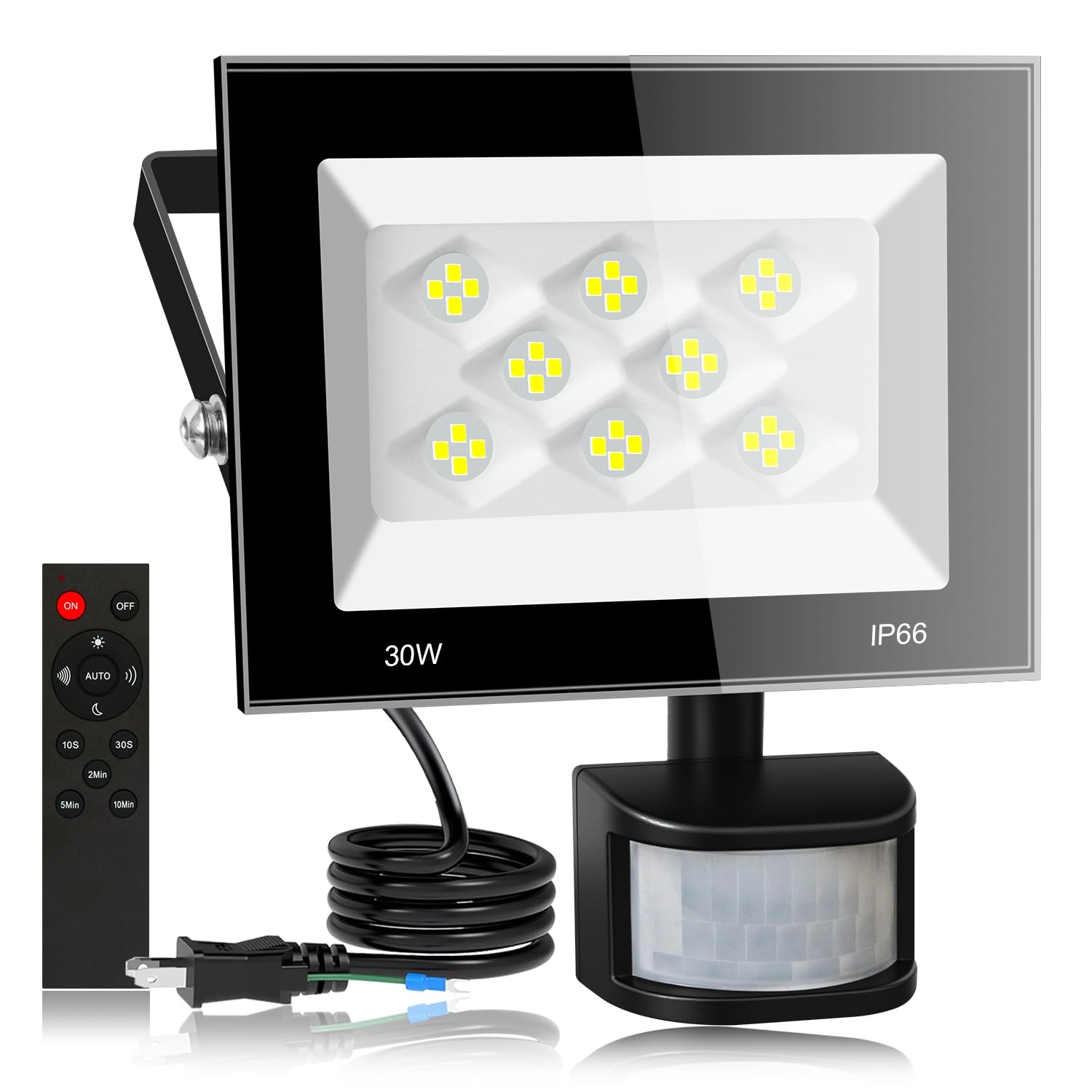 

[Featured Floodlight with Remote Control] Outdoor Motion Sensor Light, Security Lighting, LED Floodlight, 30W, 4000LM, Ultra-Bright, Always-On