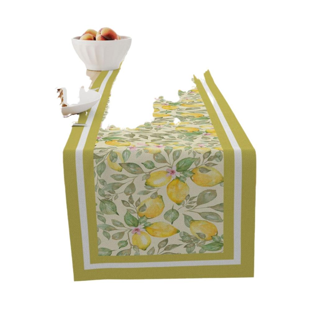 Sommer Zitronenmuster Leinen Tischläufer Esstisch Couchtisch Abdecktuch Zuhause Tischdecke Abdeckung Handtuch