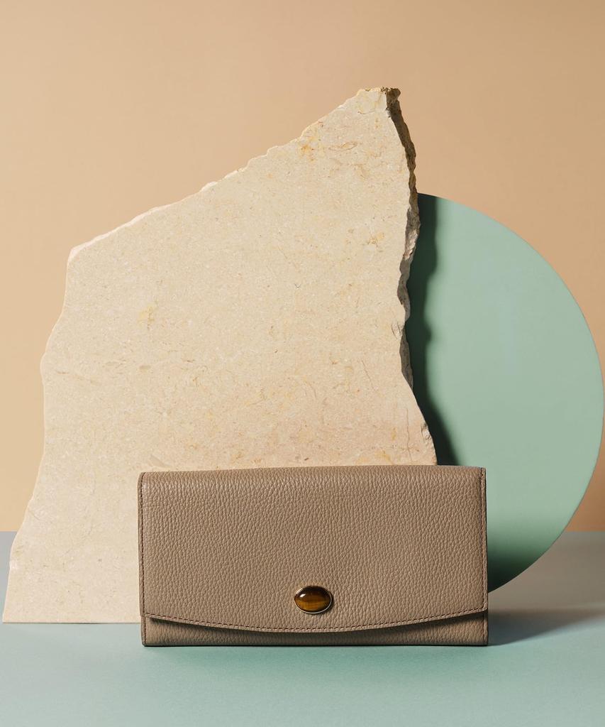 Billfold Mini Embossed Leather Long Wallet Gemdrops Medium Gray [Topkapi] Women's