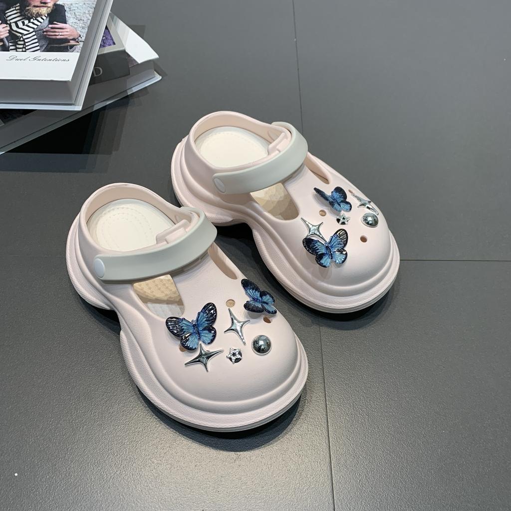 7.0Cm Heightening Hole Shoes Women's Fashion Versatile Trend Outer Wear Runaway Tired Feet Non-slip Bag Head Slippers