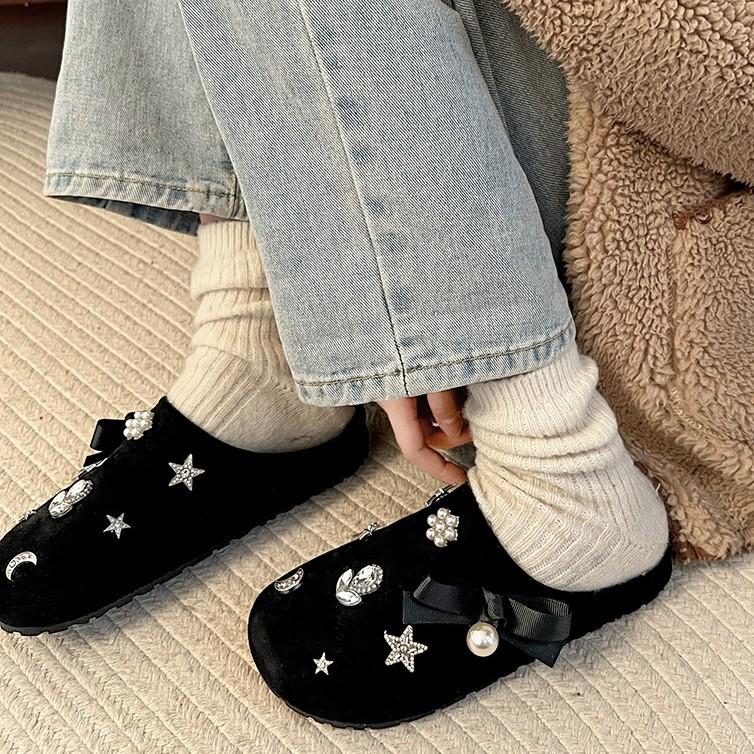 Fashion fragrant black retro bag head thick-soled slippers for women to wear autumn and winter popular Birkenstock half slippers