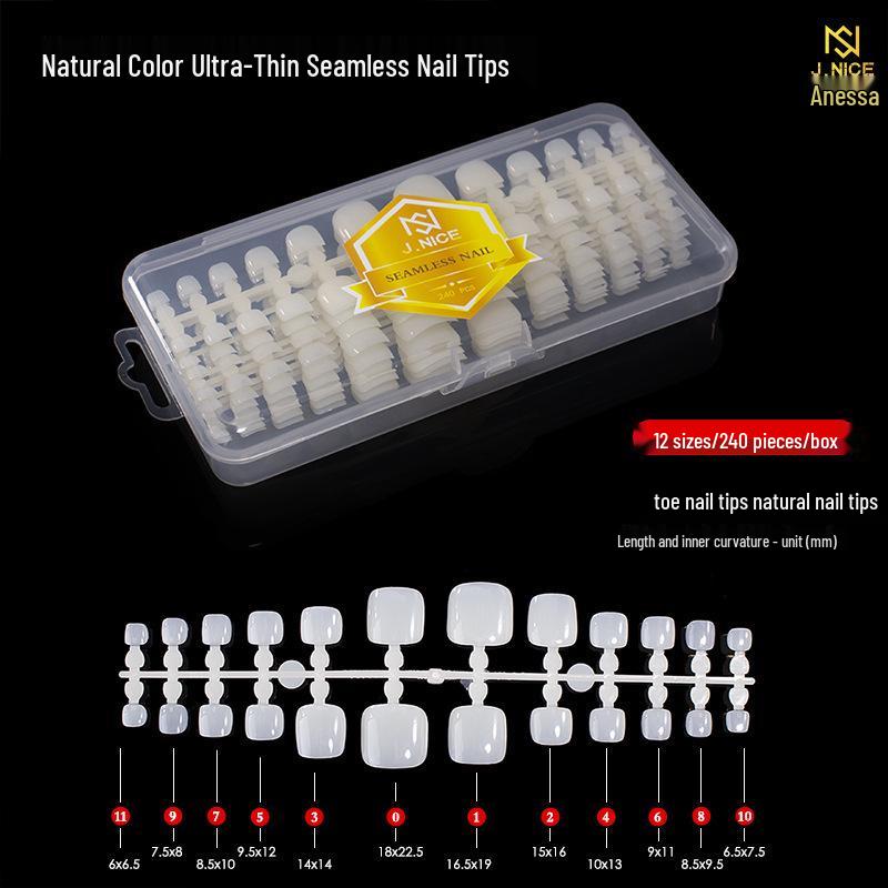 Dual-Use Seamless Transparent Frosted Nail Tips - Extendable Flat/Arc Design